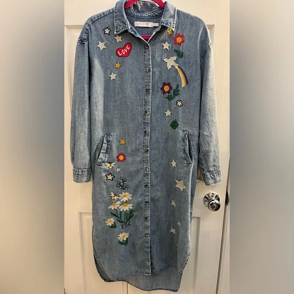 Billy T Denim Embroidered Shirtdress - Picture 3 of 7